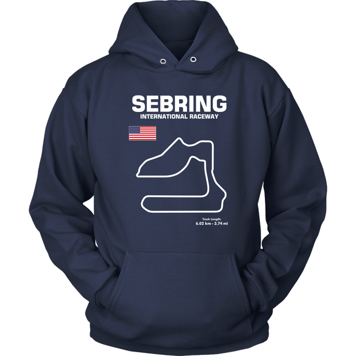 Sebring International Circuit Track Outline Series Version 2 T-shirt and Hoodie