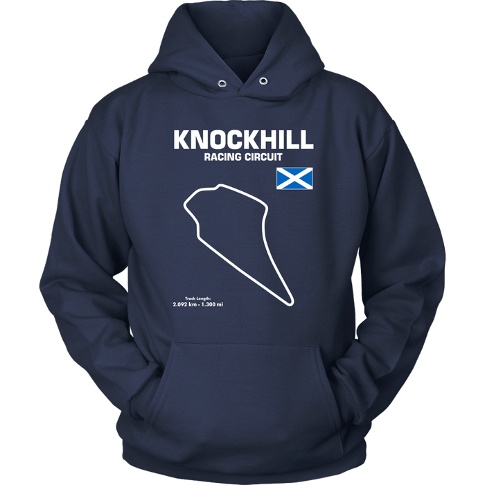 Knockhill Racing Circuit Scotland Racetrack Outline Series T-shirt and Hoodie