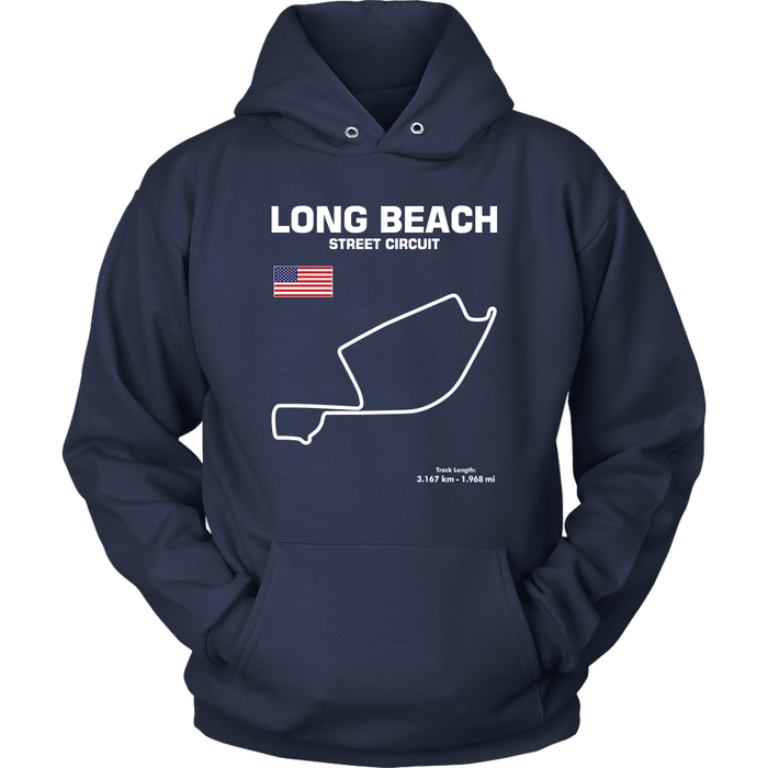 Long Beach California Street Circuit Race track outline series t-shirt and hoodie