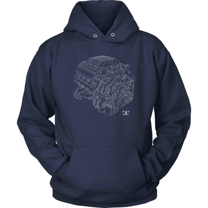 Dodge Hellcat Engine Blueprint Series Hoodie