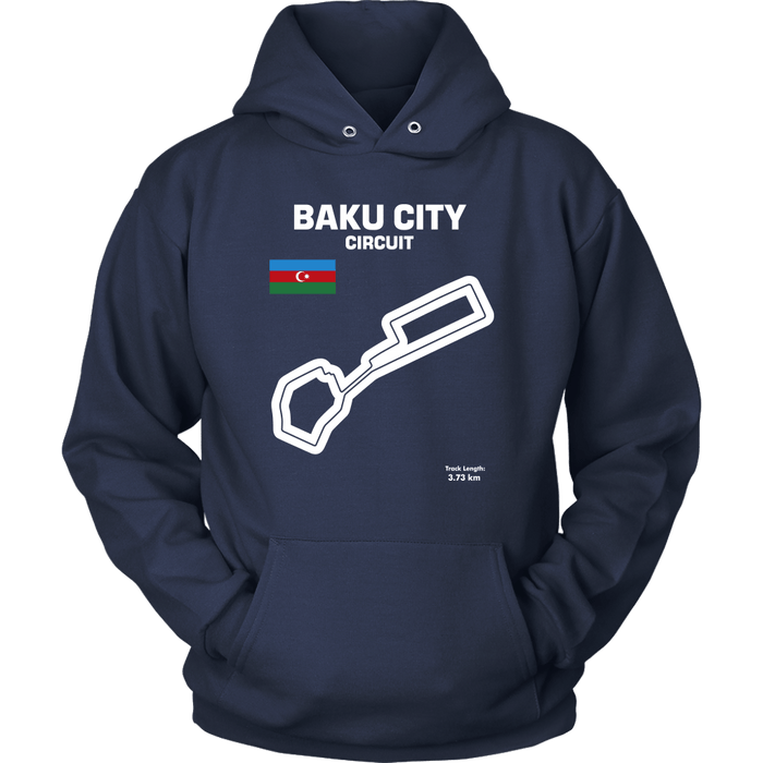 Baku City Circuit Track Outline Series T-shirt and Hoodie