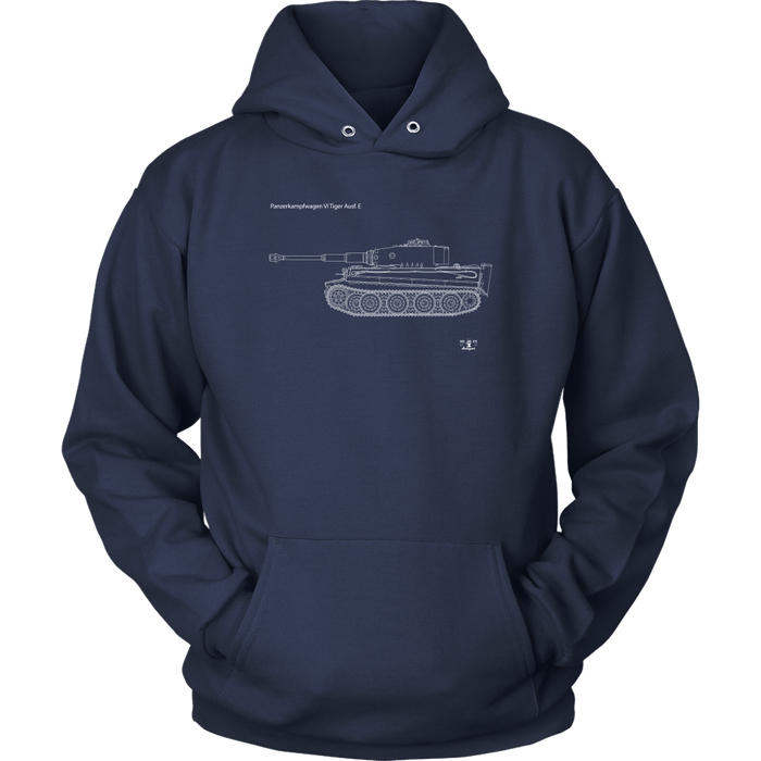 Tank Blueprint Tiger 1 Panzerkampfwagen VI Tiger Ausf. E T-shirt and Hoodie