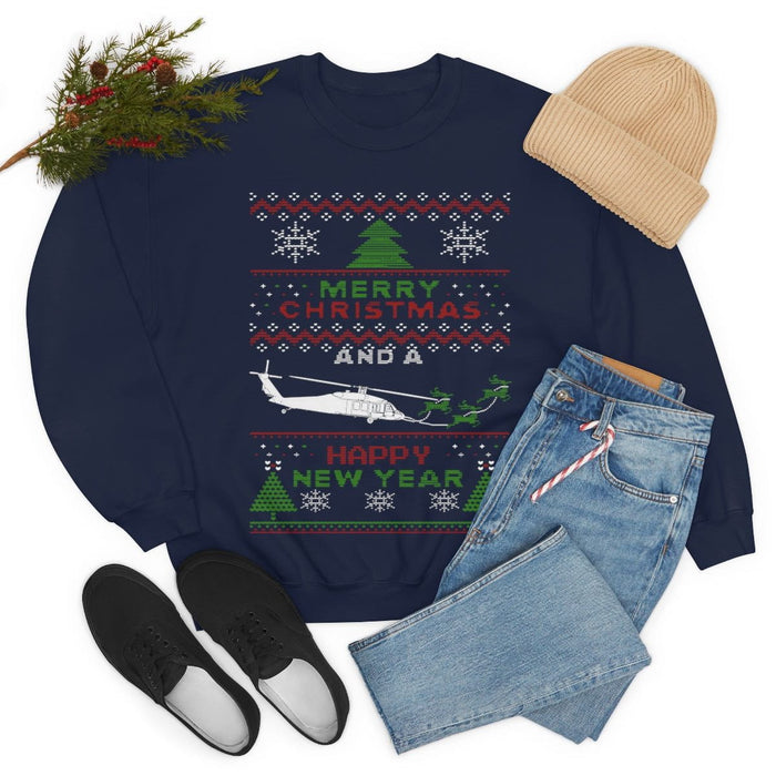 Military Helicopter Blackhawk Ugly Christmas Sweater Sweatshirt