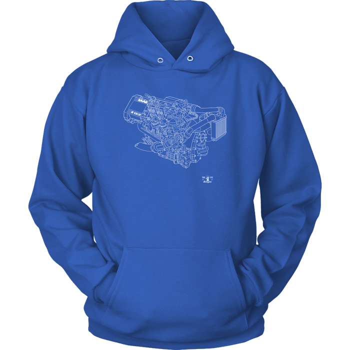 Saab 16v Engine Blueprint Series T-shirt and Hoodie