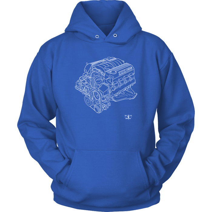 Engine Blueprint Illustration Hoodie like a Hemi 6.4L 392