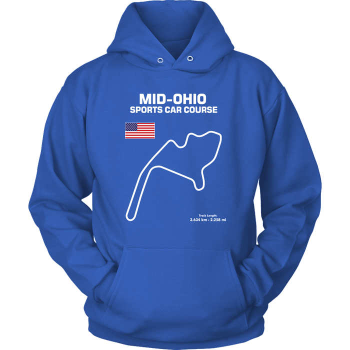 Mid Ohio Sports Car Course Track Outline Series T-shirt and Hoodie