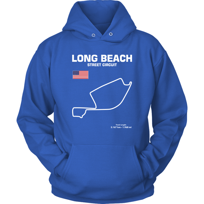 Long Beach California Street Circuit Race track outline series t-shirt and hoodie