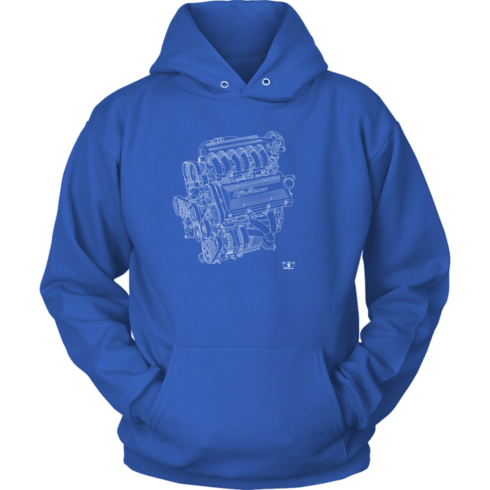 Engine Blueprint Series V6 Alfa Romeo T-shirt and Hoodie