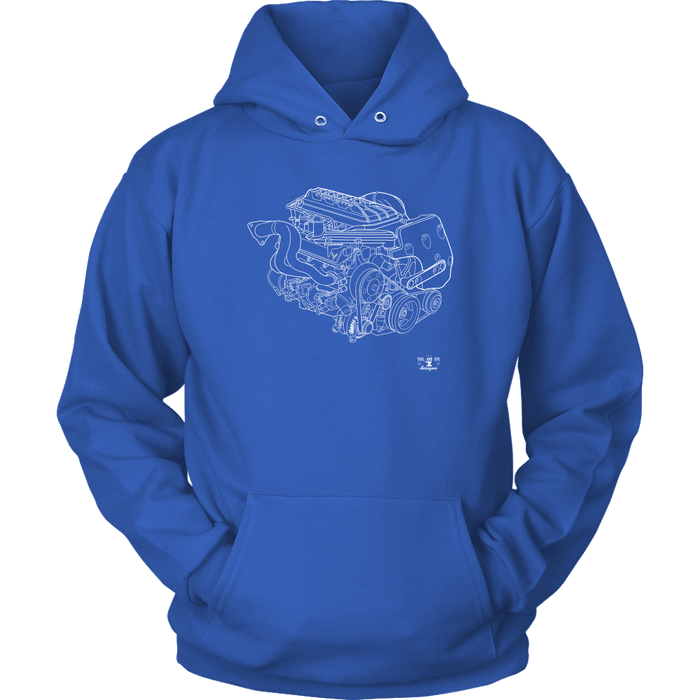 Engine Blueprint Series GM Corvette C8 LT2 V8 T-shirt and Hoodie