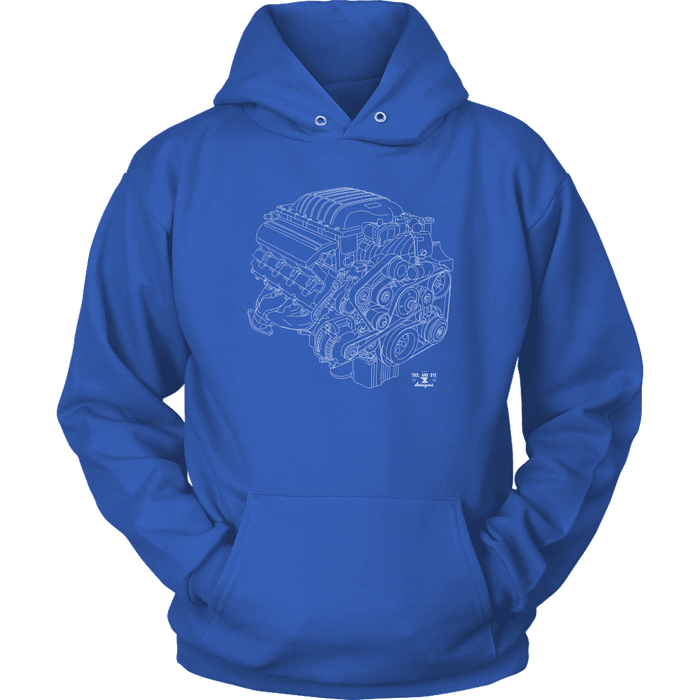 Dodge Hellcat Engine Blueprint Series Hoodie