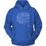 Engine Blueprint Series 2013 2014 Trinity 5.8L V8 Ford Mustang GT500 T-shirt and Hoodie