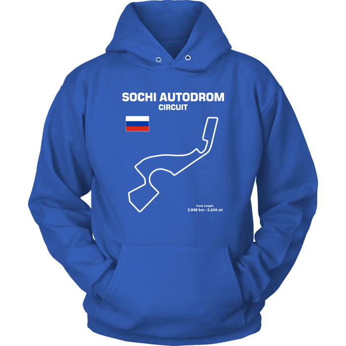 Sochi Autodrom Circuit Track Outline Series T-shirt and Hoodie