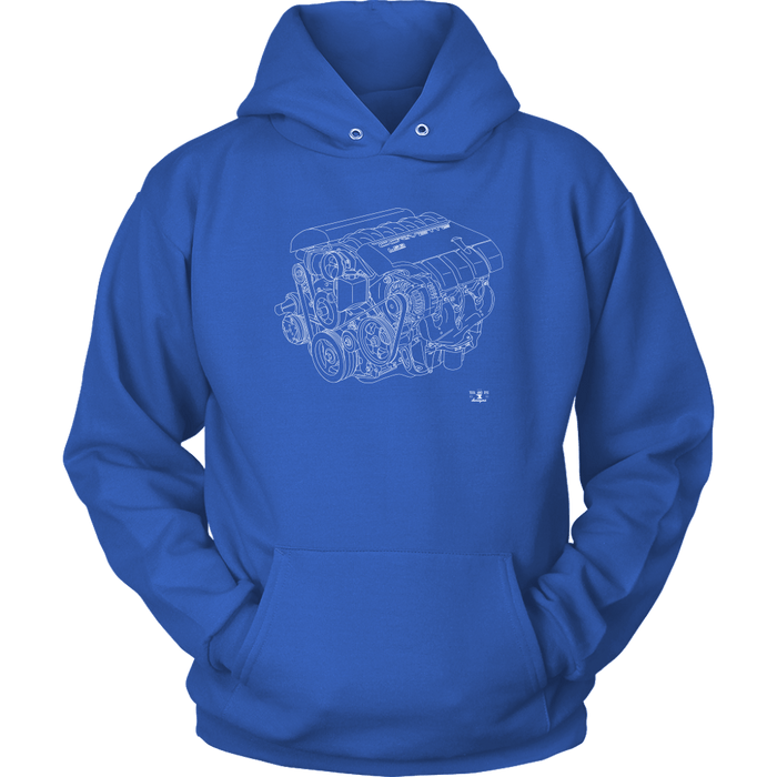 Engine Blueprint Series LS3 Corvette V8 T-shirt and Hoodie