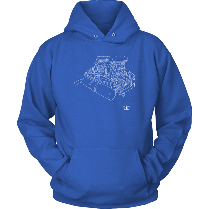 V2 Engine Blueprint Series Air Cooled Engine Blueprint Illustration Series t-shirt