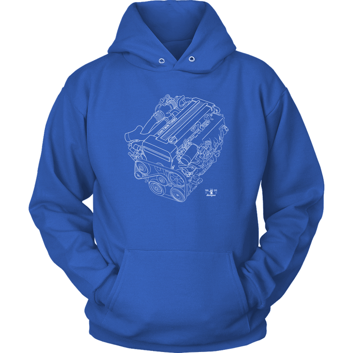 Toyota 1JZ Twin Turbo Blueprint Engine Illustration T-shirt and hoodie