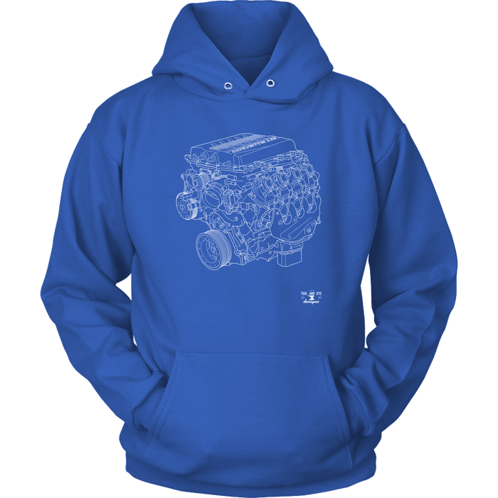 Engine Blueprint Series V8 LT5 ZR1 T-shirt and Hoodie