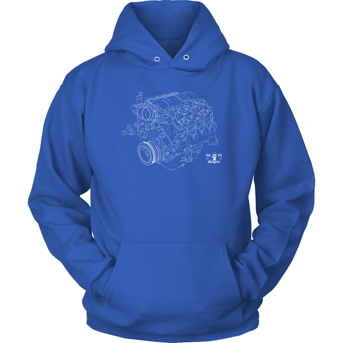 Engine Blueprint Series LS engine V8 T-shirt and Hoodie version 3