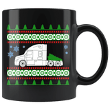 Freightliner Cascadia Semi Truck Ugly Christmas Sweater Mug