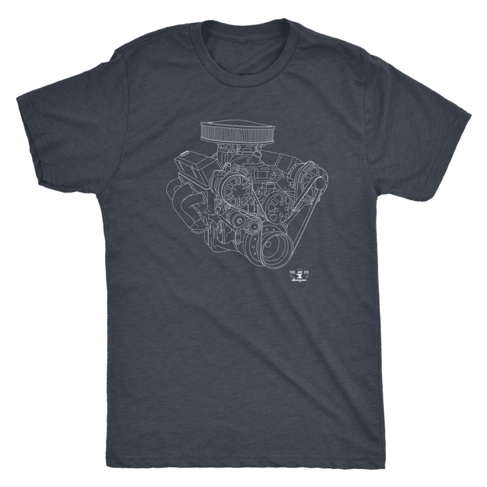 Small Block Chevy SBC Engine Blueprint Illustration T-shirt