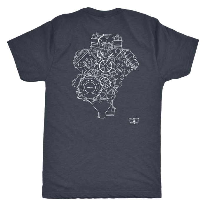 Engine Blueprint Series Ducati V4 Panigale front and rear print T-shirt and Hoodie