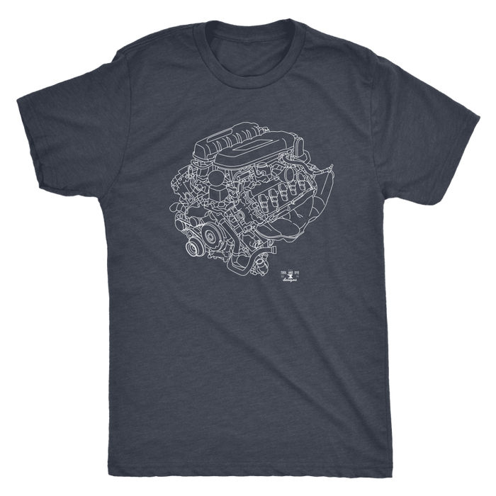 Audi R8 V10 Engine Blueprint Illustration Series T-shirt