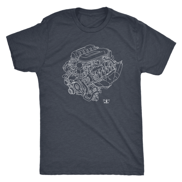 Audi R8 V10 Engine Blueprint Illustration Series T-shirt