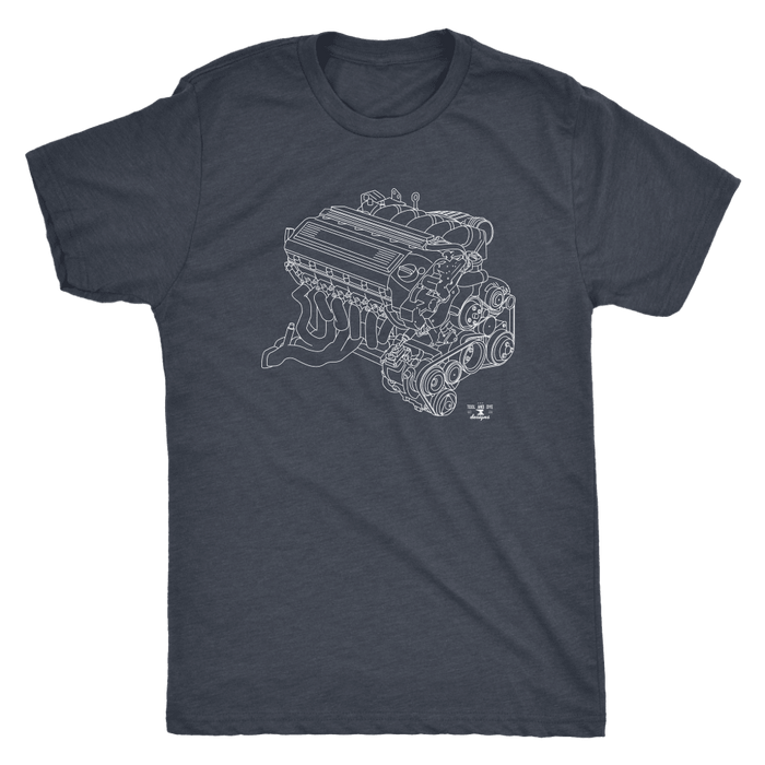 BMW E36 M3 S50 Engine Blueprint Illustration T-shirt