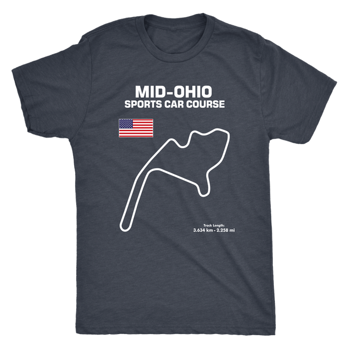 Mid Ohio Sports Car Course Track Outline Series T-shirt and Hoodie