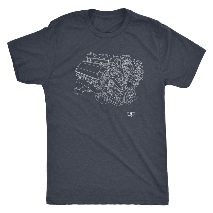 Ford Mustang Boss 302 V8 Engine Blueprint Illustration Series T-shirt