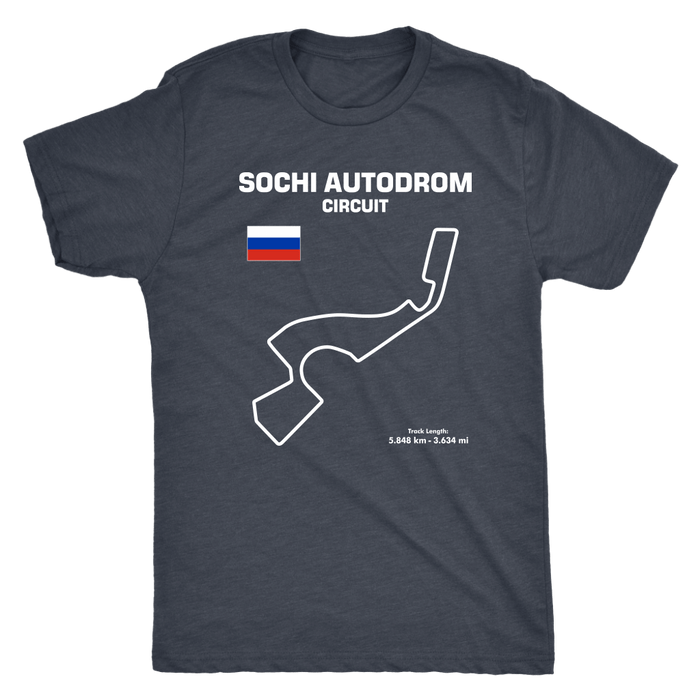 Sochi Autodrom Circuit Track Outline Series T-shirt and Hoodie