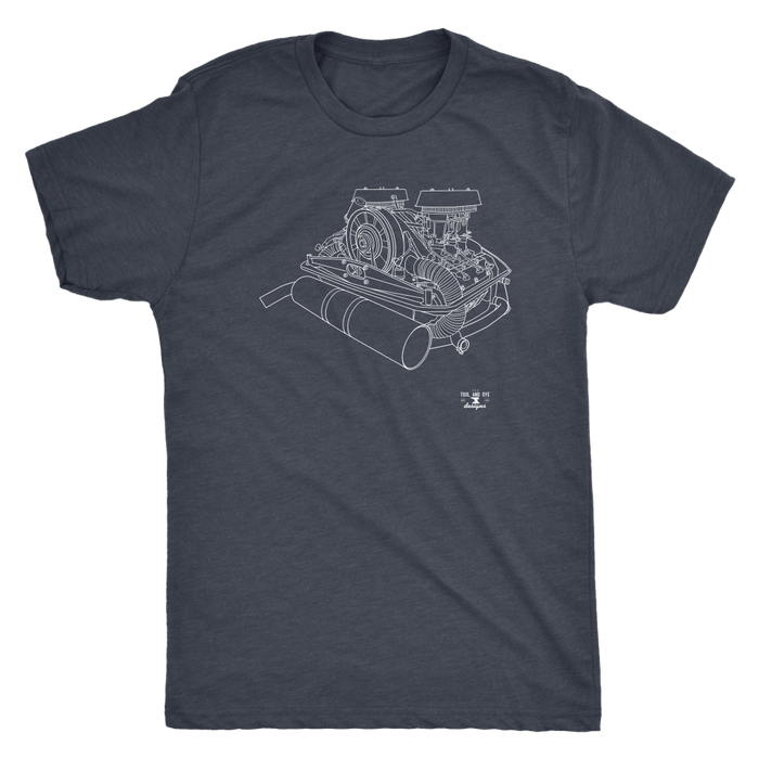 V2 Engine Blueprint Series Air Cooled Engine Blueprint Illustration Series t-shirt