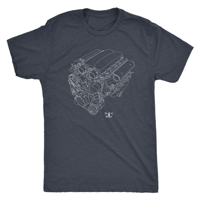 Engine Blueprint Illustration like a v10 Series T-shirt