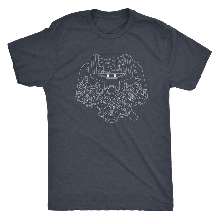 Engine Blueprint Illustration t-shirt Coyote Ford Mustang 5.0