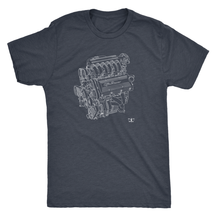 Engine Blueprint Series V6 Alfa Romeo T-shirt and Hoodie