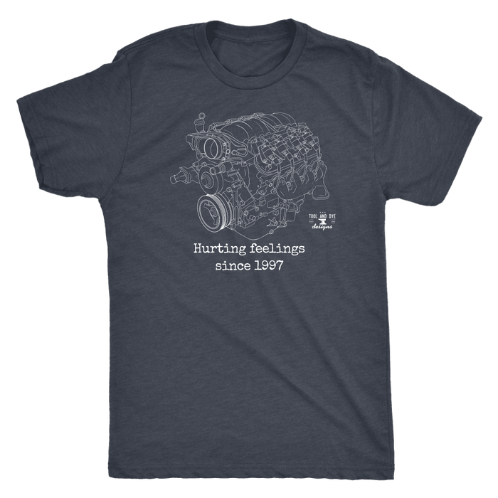 LS Engine Hurting Feelings Since 1997 V8 GM Engine Blueprint t-shirt ver. 2