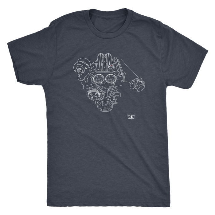 Toyota 2JZ Engine Blueprint Series Big Turbo T-shirt and Hoodie