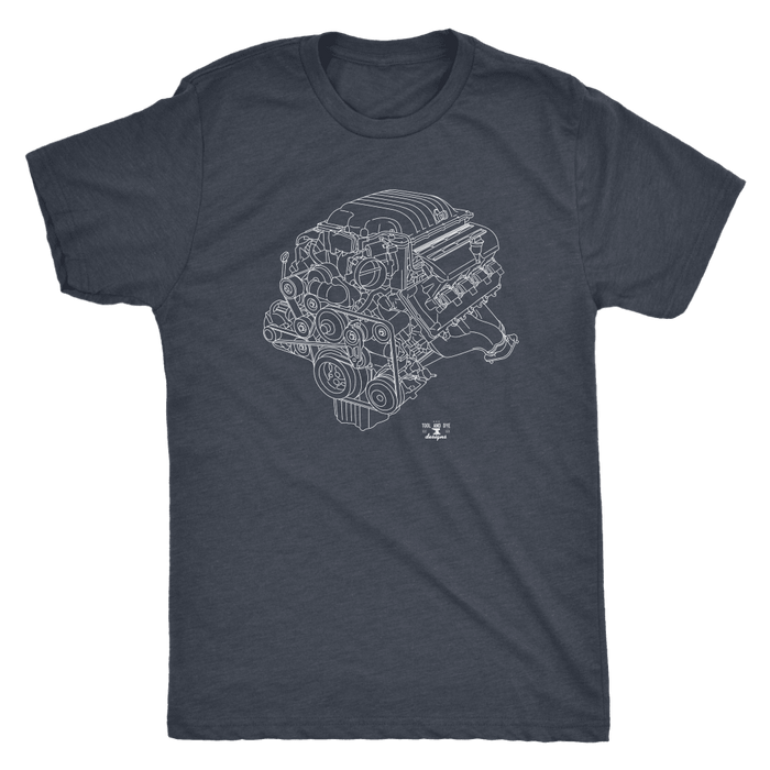 Engine Blueprint Illustration Series like a Demon T-shirt