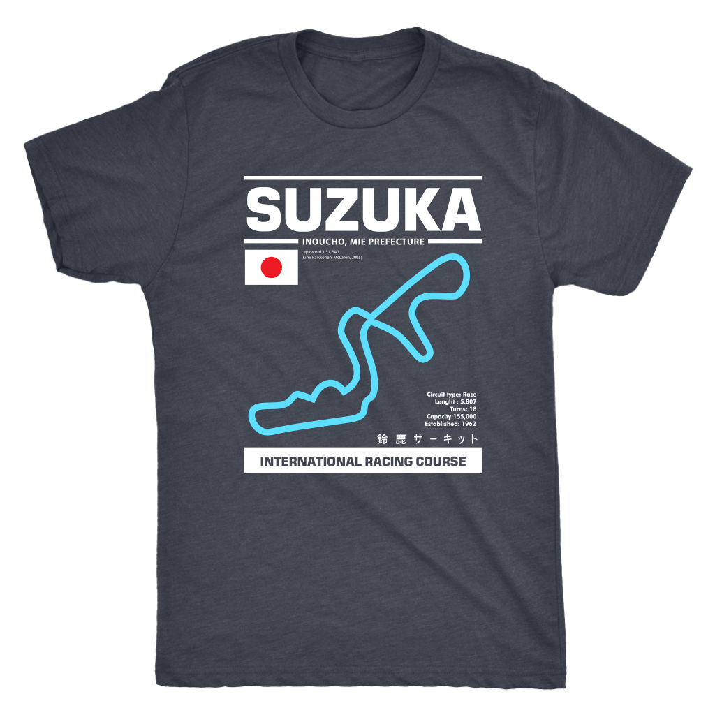 Suzuka International Racing Course Race Track Outline Series T-shirt version 2