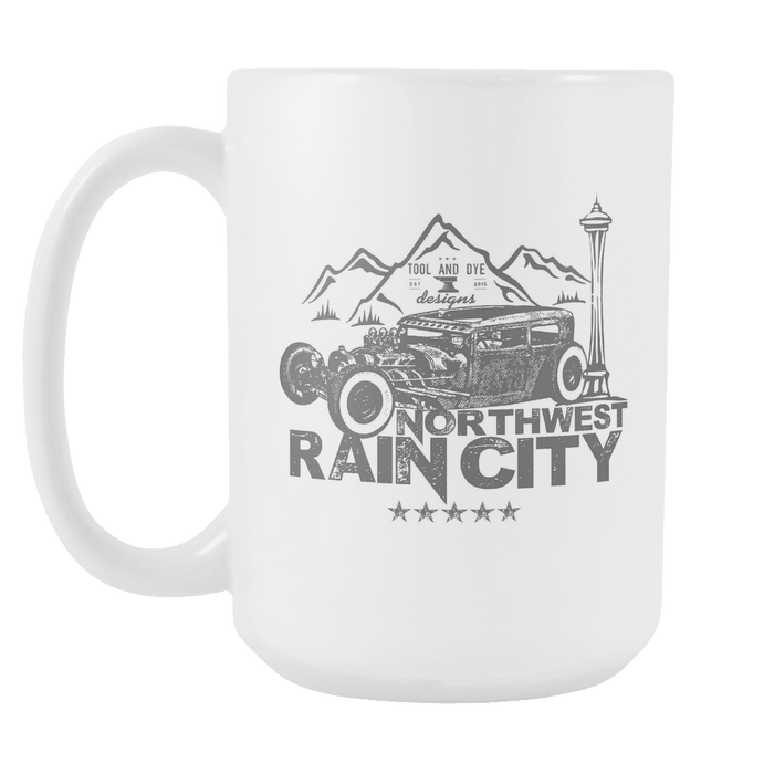 Northwest Rain City Ratrod Coffee Mug White 15 oz