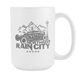 Northwest Rain City Ratrod Coffee Mug White 15 oz