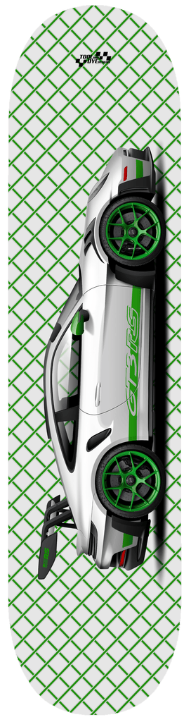 Car Art 992 GT3RS "Tribute to Carrera RS" Skateboard Deck 7-ply Hardrock Canadian Maple White V5