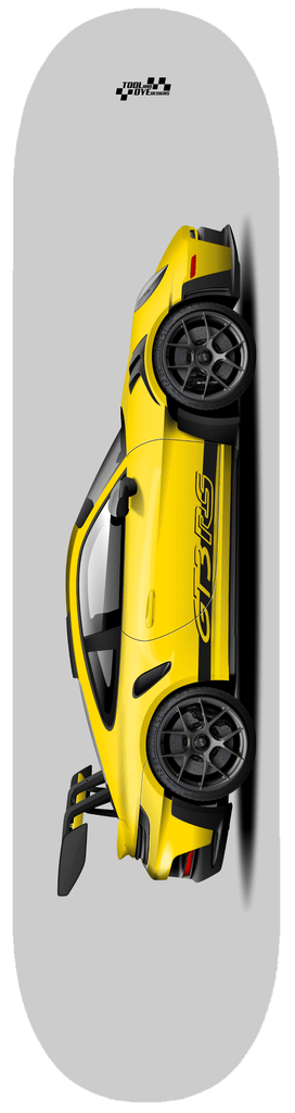 Car Art 992 GT3RS  Skateboard Deck 7-ply Hardrock Canadian Maple Yellow V1