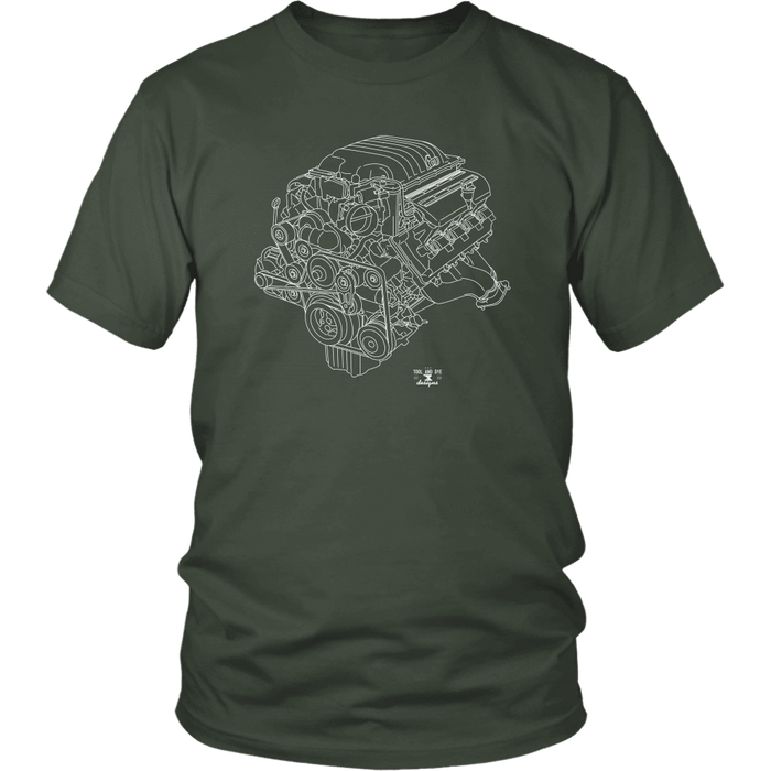 Engine Blueprint Illustration Series like a Demon T-shirt