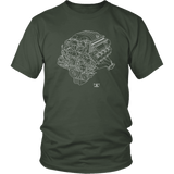 Dodge Demon Engine Blueprint Illustration Series T-shirt