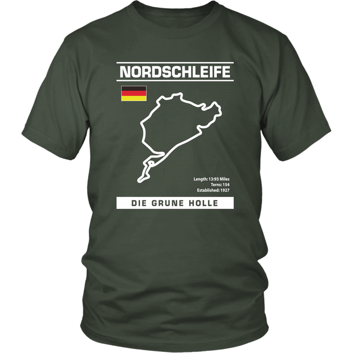 Nordschleife "Die Grune Holle" Track Outline Series Shirt and Hoodie