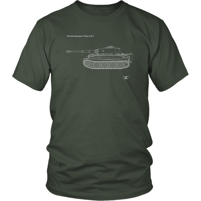 Tank Blueprint Tiger 1 Panzerkampfwagen VI Tiger Ausf. E T-shirt and Hoodie