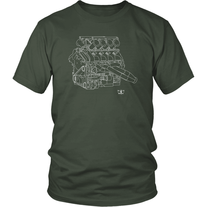 Volvo V8 Race Engine Blueprint Illustration Series T-shirt