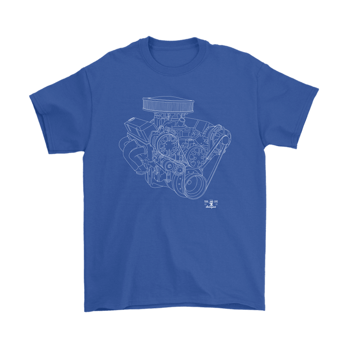 Small Block Chevy SBC Engine Blueprint Illustration T-shirt