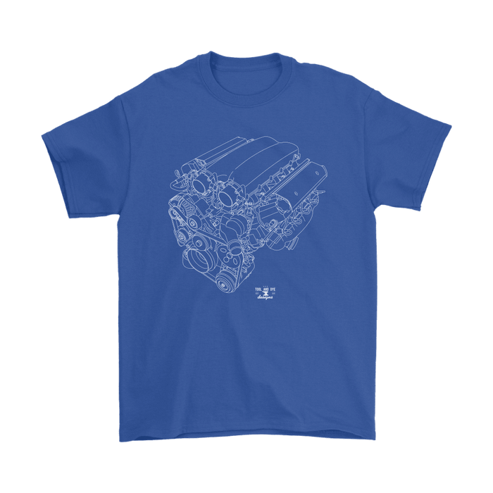 Engine Blueprint Illustration like a v10 Series T-shirt