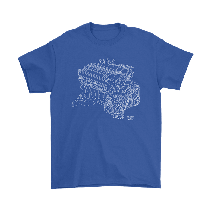 BMW E36 M3 S50 Engine Blueprint Illustration T-shirt